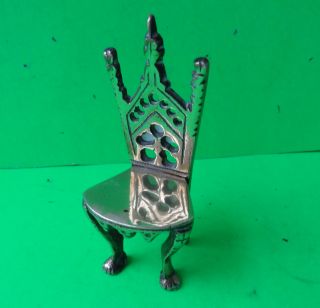 Antique Brass Miniature Gothic Design Chair,  Dolls House? photo