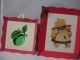 Cutie Vtg 1940s Metal Kitchen Wall Hangings - Red - Lemon Lime Dutch Children Metalware photo 5