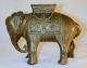 Antique Cast Iron Golden Still Penny Bank Large Elephant W/ Howdah Ac Williams Metalware photo 1