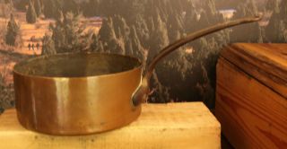 French Antique Copper Kettle With Bent Iron Handle photo
