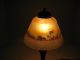 Antique Victorian Boudoir Lamp Reverse Painted Glass Shade Bronze Metal Base Lamps photo 1