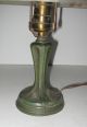 Antique Victorian Boudoir Lamp Reverse Painted Glass Shade Bronze Metal Base Lamps photo 3