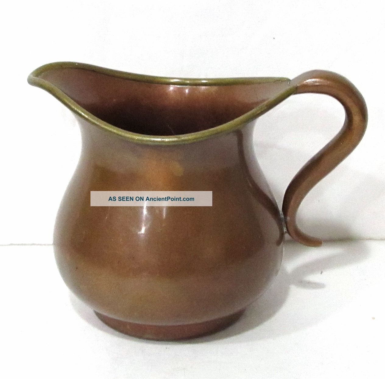 Antique S.  Sternau New York Copper & Brass Miniature Cream Pitcher Creamer Metalware photo