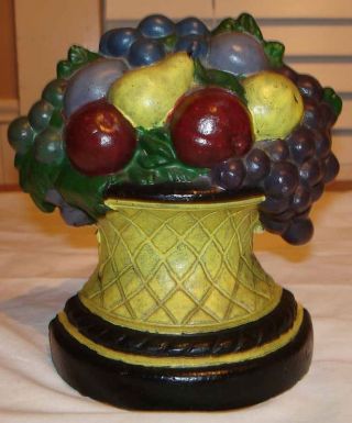 Antique Hubley Cast Iron Fruit In Urn Basket Doorstop photo