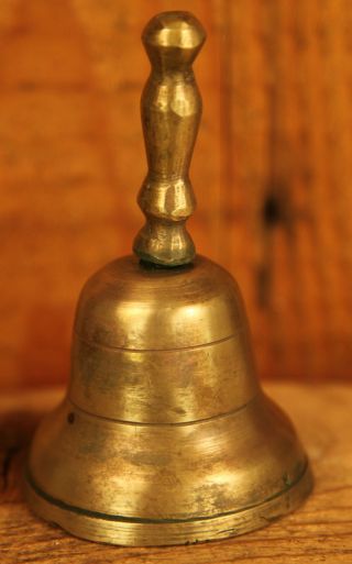 Antique 19th Century Solid Bronze Bell With Turned Bronze Handle,  Circa 1840 ' S photo