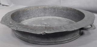 Antique German Pewter Ornate Baroque Style Shaving Basin Centerpiece Handle Bowl photo