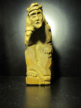 Small Pensive Christ Jesus 5 Inches Of Folk Art Bidding From 1usd photo