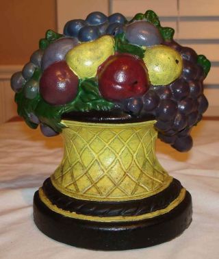 Antique Hubley Cast Iron Fruit In Urn Basket Doorstop photo