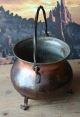 Circa 1880 ' S Antique Three Legged Hammered Copper Pot Metalware photo 1