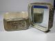 Antique Enameled Silverplate Mirrored Top Trinket Box Bluebird Metalware photo 4