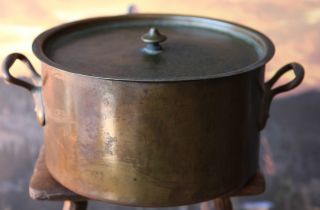 Antique Copper Kettle With Lid photo