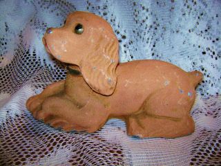 Antique Metal Brown Cocker Spaniel Dog Coin Bank photo