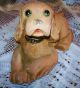 Antique Metal Brown Cocker Spaniel Dog Coin Bank Metalware photo 1