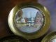3 Brass Plates W Inset Picture - Made In England Metalware photo 2
