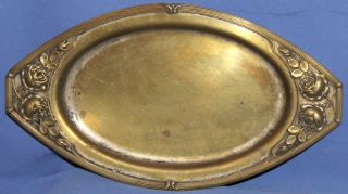 Antique Art Deco Floral Tin Serving Tray photo
