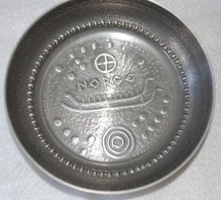 Norge - Small Trinket Metal/tin Dish - Viking Long Boat - Rune Writings photo