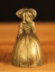 Vintage Brass Desk Bell Lady With Large Head Dress Metalware photo 1
