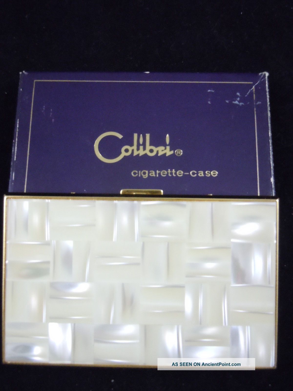Art Deco Mother Of Pearl Brass Cigarette Compact Case Colibri Rare Metalware photo