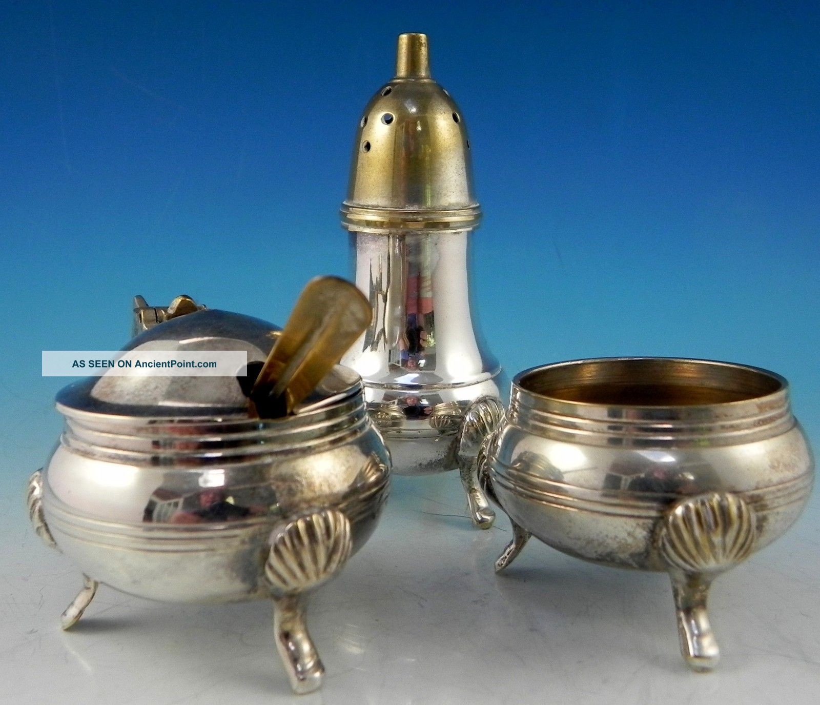 Epns English Cruet,  3 Pieces Metalware photo