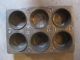 Antique Metal 6 Hole Brownie Muffin Oven Pan Cooking Tin Primitive Mini Metalware photo 2