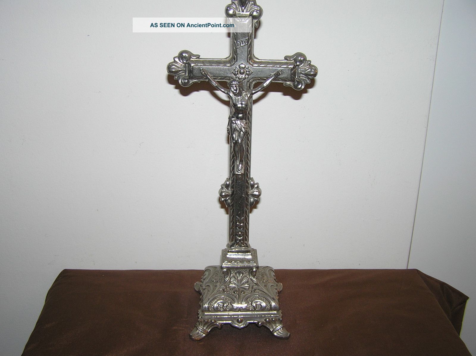 Antique French Cast Iron Crucifix. Metalware photo