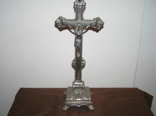 Antique French Cast Iron Crucifix. photo