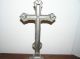 Antique French Cast Iron Crucifix. Metalware photo 3