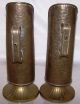 Set Of 2 Large Hammered Brass Candle Holders Metalware photo 1