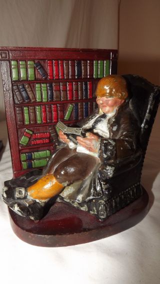 1920 ' S Judd Cast Metal & Iron Father Knickerbocker Bookends Orig Paint photo