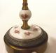 Antique Porcelain Brass Rose Candlestick Lamps Pair Lamps photo 3