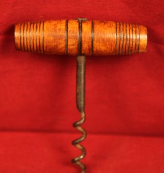 19th Century Antique Wood And Iron Corkscrew photo
