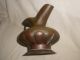 Hand Made Antique Lg Brass Water Pitcher Riveted Handle Hemmed Primitive Vase Metalware photo 1