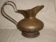Hand Made Antique Lg Brass Water Pitcher Riveted Handle Hemmed Primitive Vase Metalware photo 2