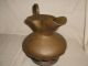 Hand Made Antique Lg Brass Water Pitcher Riveted Handle Hemmed Primitive Vase Metalware photo 7