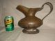 Hand Made Antique Lg Brass Water Pitcher Riveted Handle Hemmed Primitive Vase Metalware photo 8