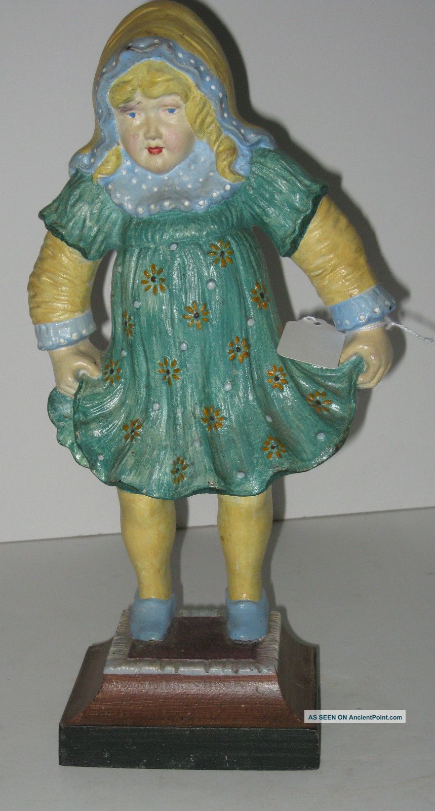 Antique Girl Holding Dress Bradley & Hubbard Cast Iron Doorstop Rare Style Metalware photo