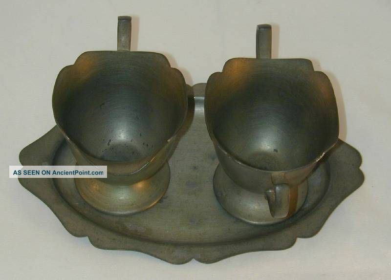 Vintage Homestead Pewter Creamer Sugar With Tray Metalware photo