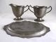 Vintage Homestead Pewter Creamer Sugar With Tray Metalware photo 3