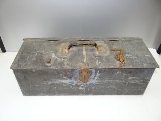 Antique Old Metal Homemade Welded Carpenters & Plumbers Rustic Toolbox Container photo