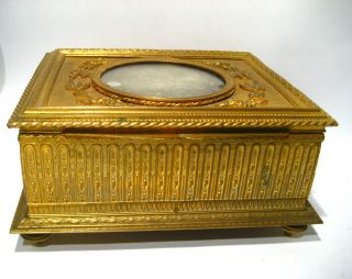 Classic Gilt Lidded Mirrored Hinged Box Antique / Vintage photo