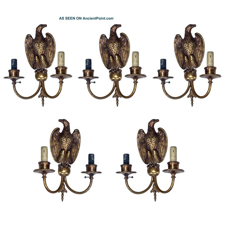 Group Of Five Sconce Sterling Bronze Company New York Lamps photo