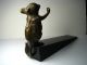 Brass Figurine Mouse Doorstop Brass & Wood Wedge/shimp Metalware photo 2