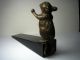Brass Figurine Mouse Doorstop Brass & Wood Wedge/shimp Metalware photo 3