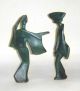 2 Mid Century 1950 ' S Modernist Cast Iron Figural Geisha Girl Green Statues Metalware photo 1