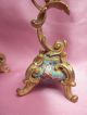 Pair Of Antique  French 19th Century Brass With Enamel candle Holder Metalware photo 3