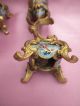 Pair Of Antique  French 19th Century Brass With Enamel candle Holder Metalware photo 4