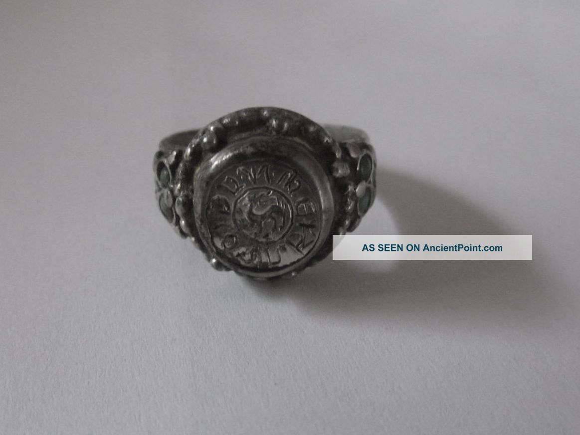 Uncleaned Medieval Serbian Silver Knights/crusader Ring With Stylized Griffin Roman photo