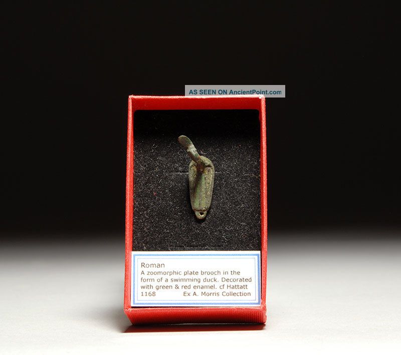 Ancient Roman Bronze Silver & Enamel Animal Duck Brooch 150 A.  D. Roman photo
