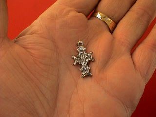 Post Medieval Decorated Solid Silver Crucifix,  17th - 18th Century Ad. photo