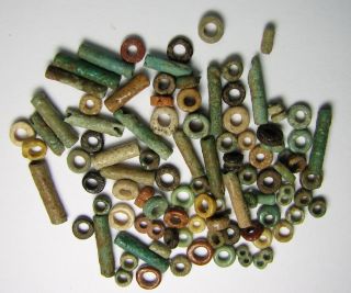 Pc2004uk 3.  90 Grms Of Egyptian Faience Beads Various Colors 99m photo